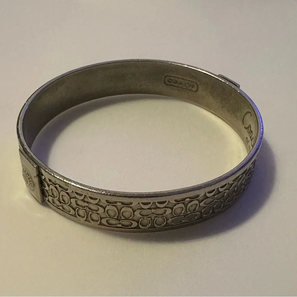 Coach Monogram Signature C Silver Tone Bangle‎ Bracelet